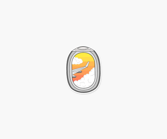 Airplane Window Sunset Sky Sticker