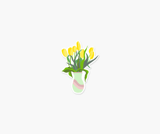 Yellow Tulips In A Vase - Floral Sticker | Footnotes Paper