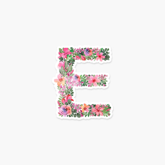 Letter "E" Floral - Monogram Initials Sticker | Footnotes Paper