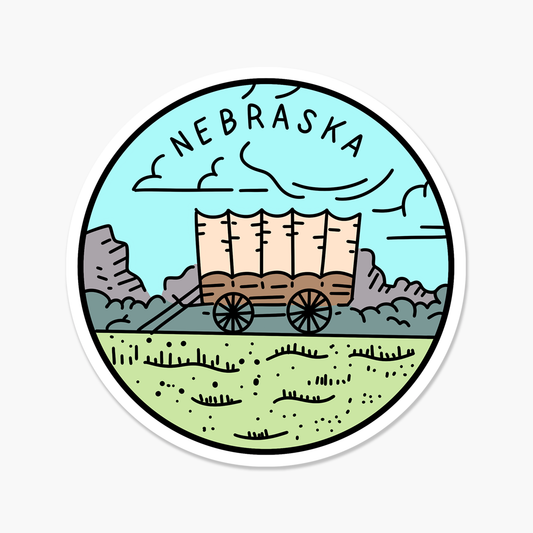 Nebraska Illustrated US State Travel Sticker | Footnotes Paper