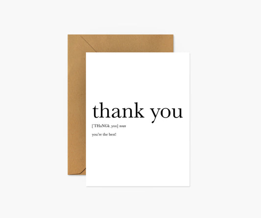 Thank You Definition Thank You Card | Footnotes Paper