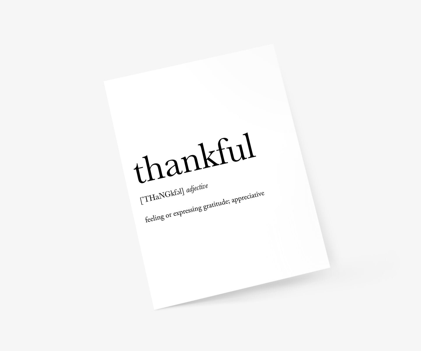 Thankful Definition Thank You Card | Footnotes Paper