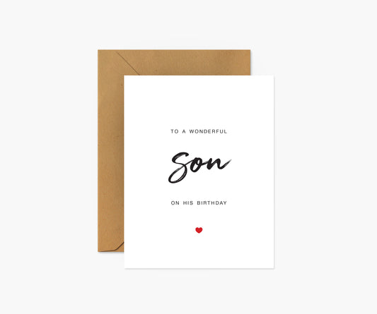 To a Wonderful Son on his Birthday Birthday Card | Footnotes Paper
