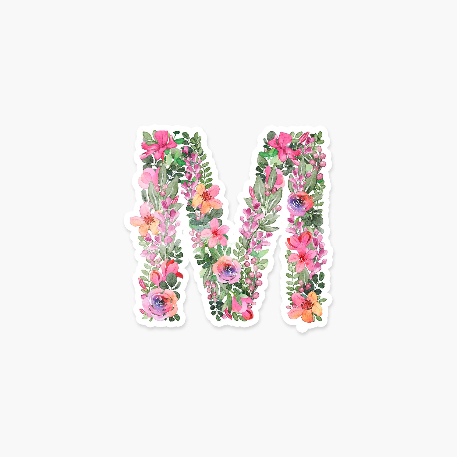 Letter "M" Floral - Monogram Initials Sticker | Footnotes Paper