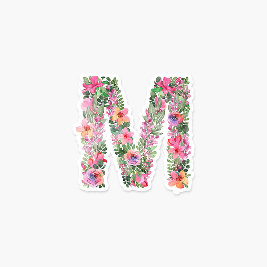 Letter "M" Floral - Monogram Initials Sticker | Footnotes Paper