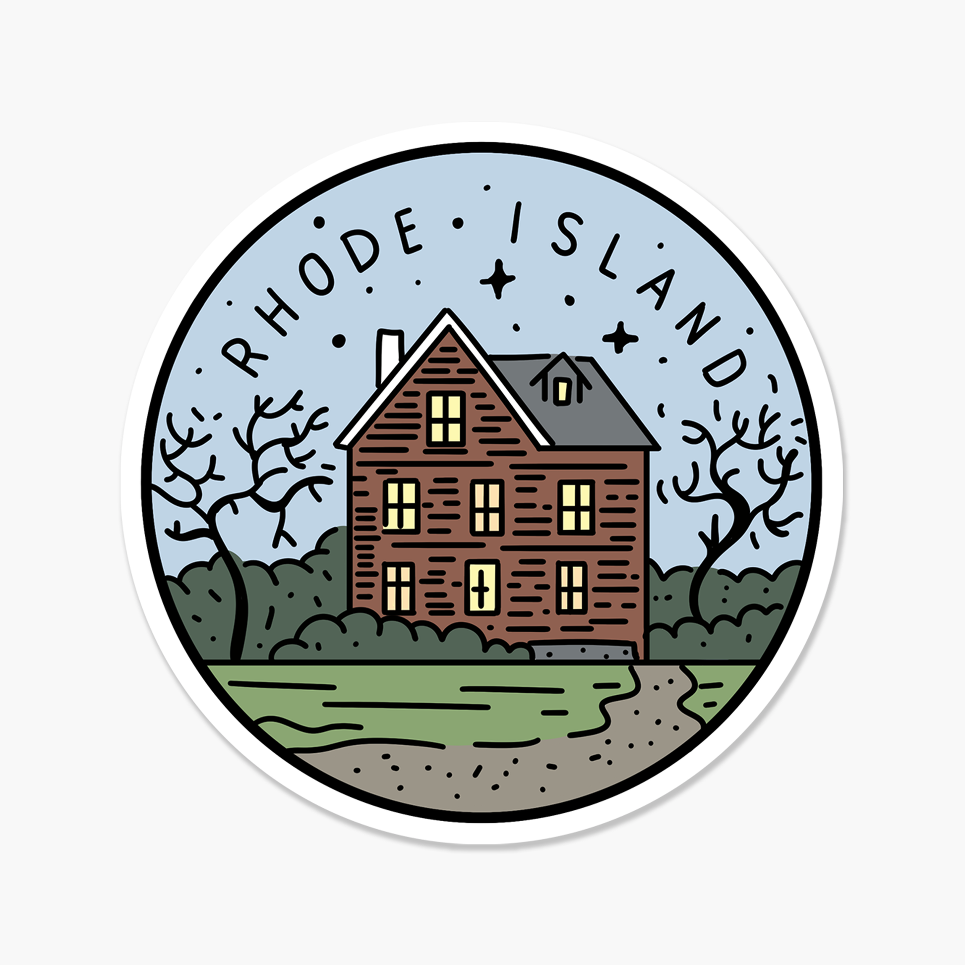 Rhode Island Illustrated US State Travel Sticker | Footnotes Paper