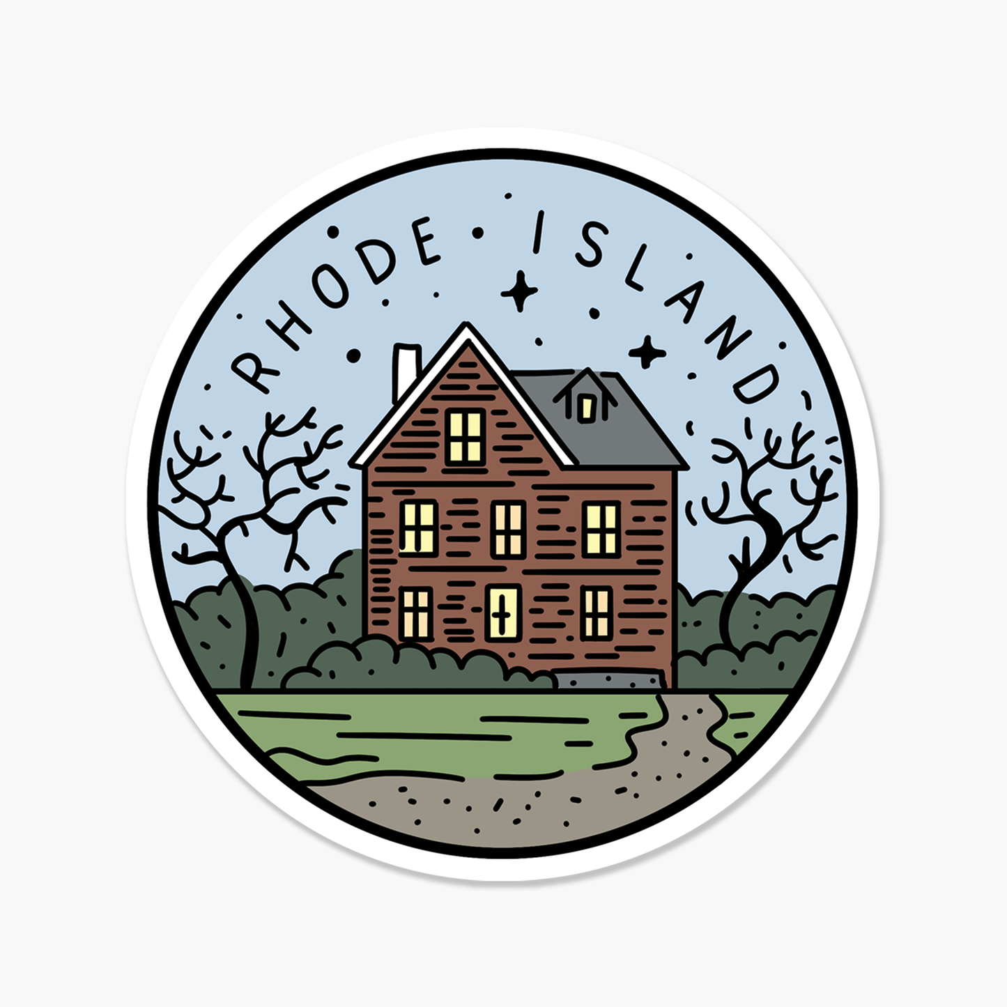 Rhode Island Illustrated US State Travel Sticker | Footnotes Paper