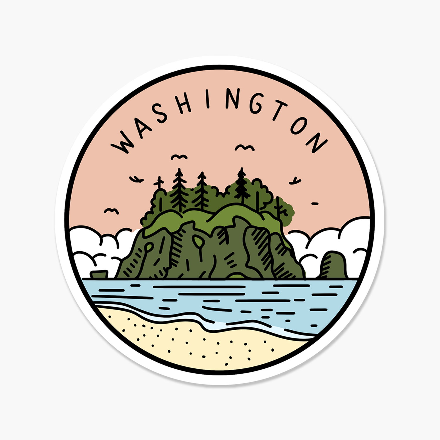 Washington Illustrated US State Travel Sticker | Footnotes Paper