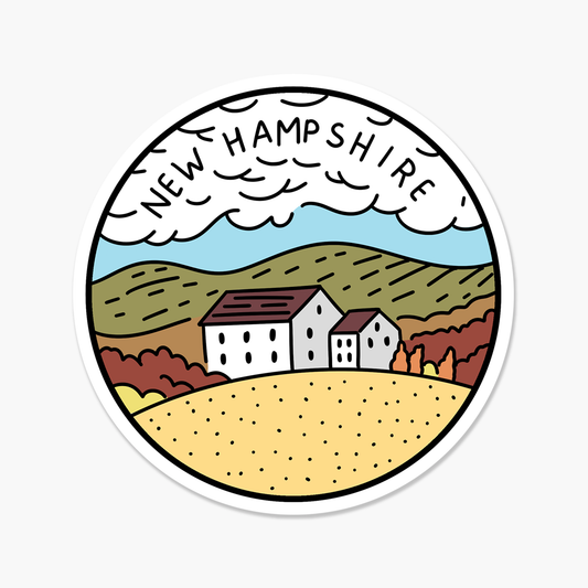 New Hampshire Illustrated US State Travel Sticker | Footnotes Paper