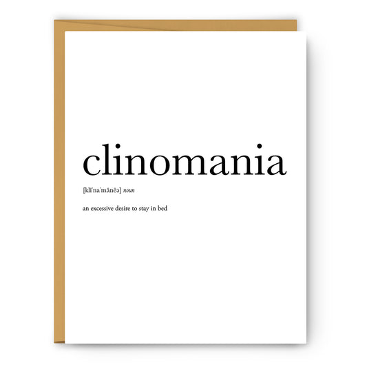 Clinomania Definition - Unframed Art Print Or Greeting Card