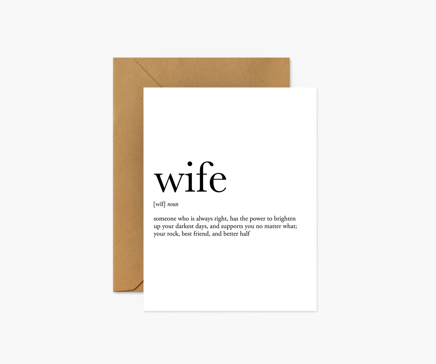 Wife Definition Wedding & Anniversary Card | Footnotes Paper