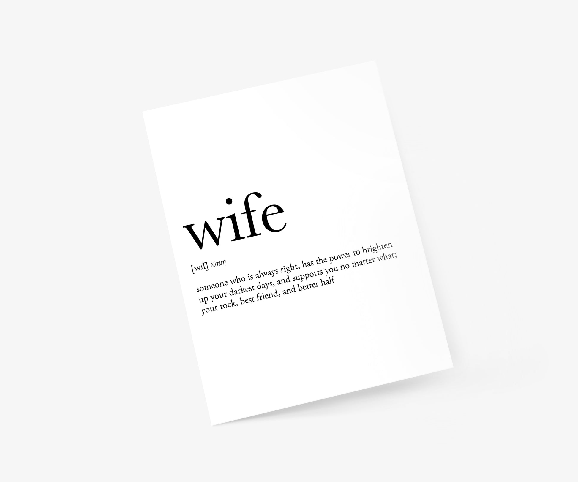 Wife Definition Wedding & Anniversary Card | Footnotes Paper