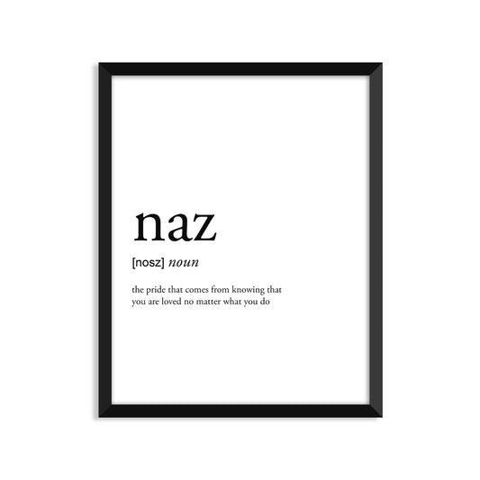 Naz Definition - Unframed Art Print Or Greeting Card