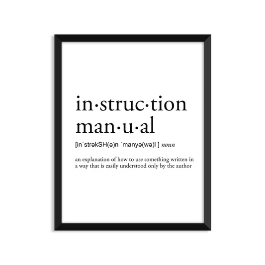 Instruction Manual Definition - Unframed Art Print Or Greeting Card