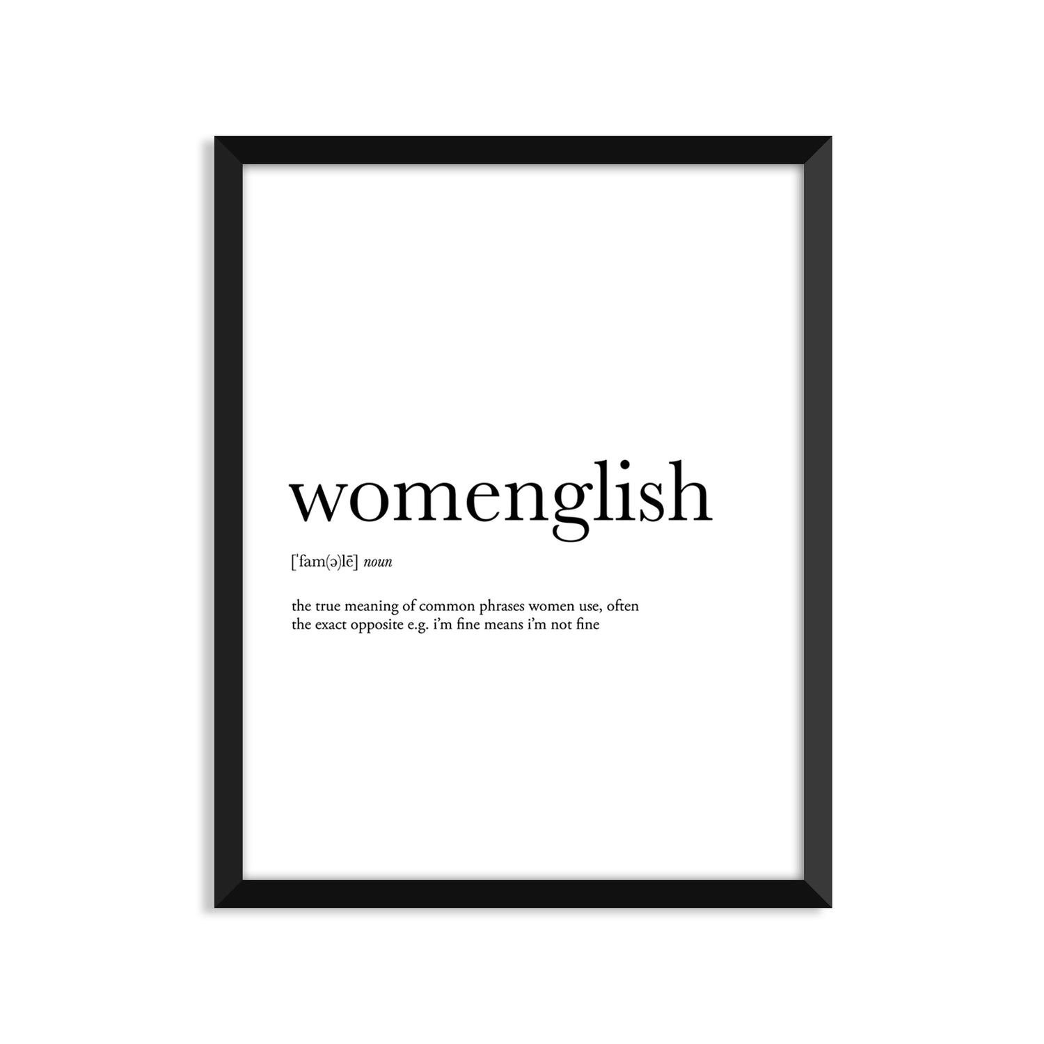 Womenglish Definition - Unframed Art Print Or Greeting Card
