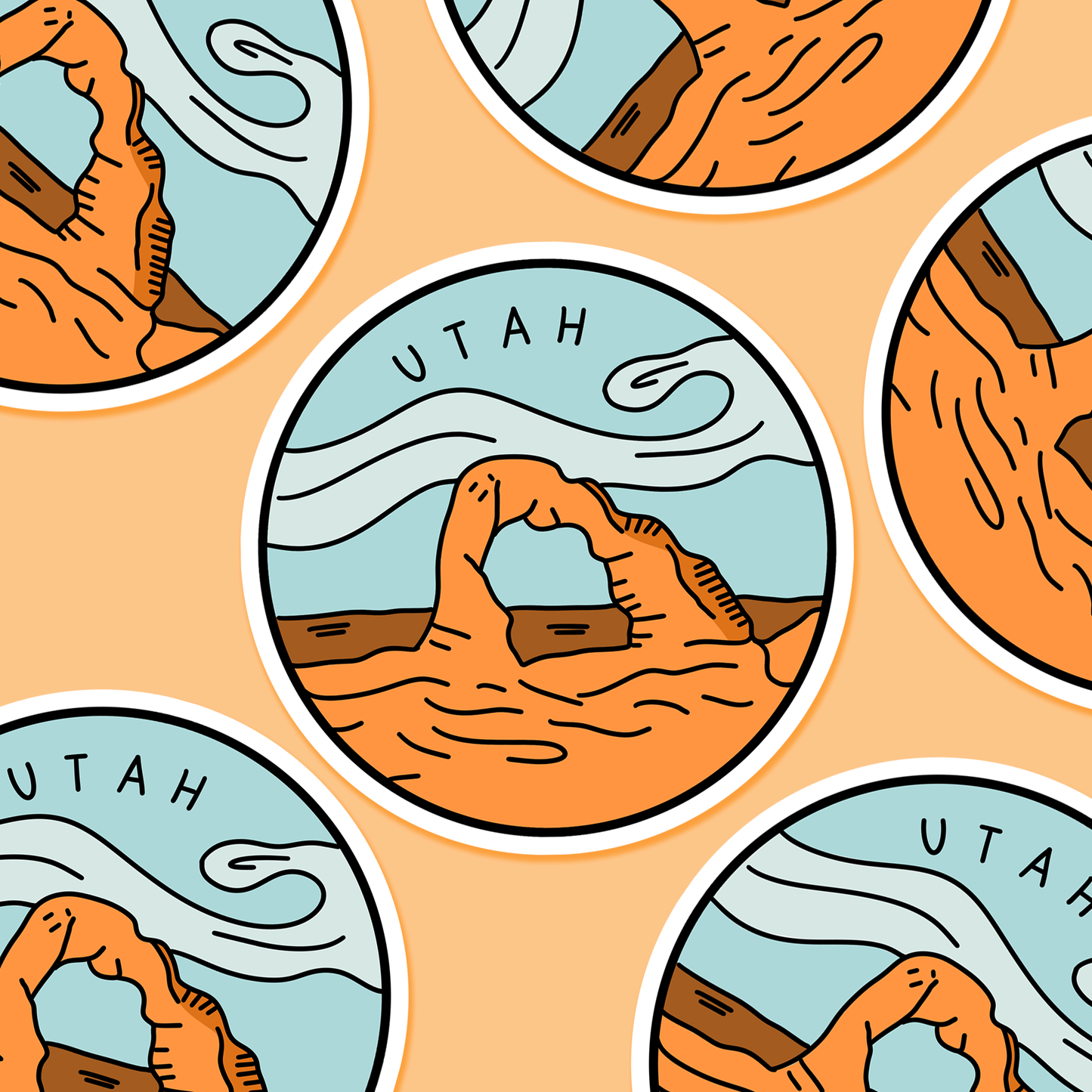 Utah Illustrated US State 3 x 3 in - Travel Sticker
