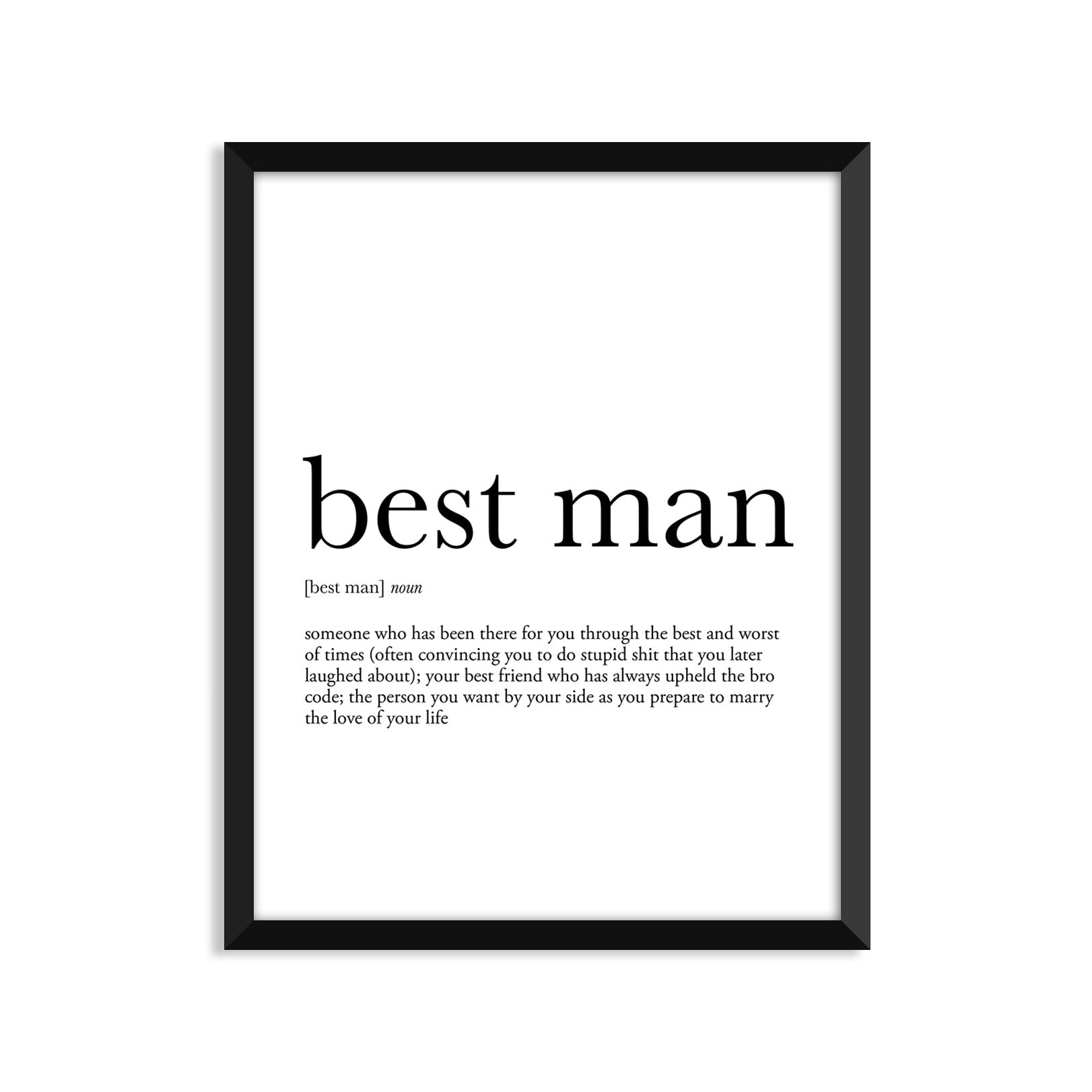 Best Man Definition - Unframed Art Print Or Greeting Card