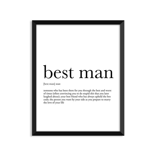 Best Man Definition - Unframed Art Print Or Greeting Card