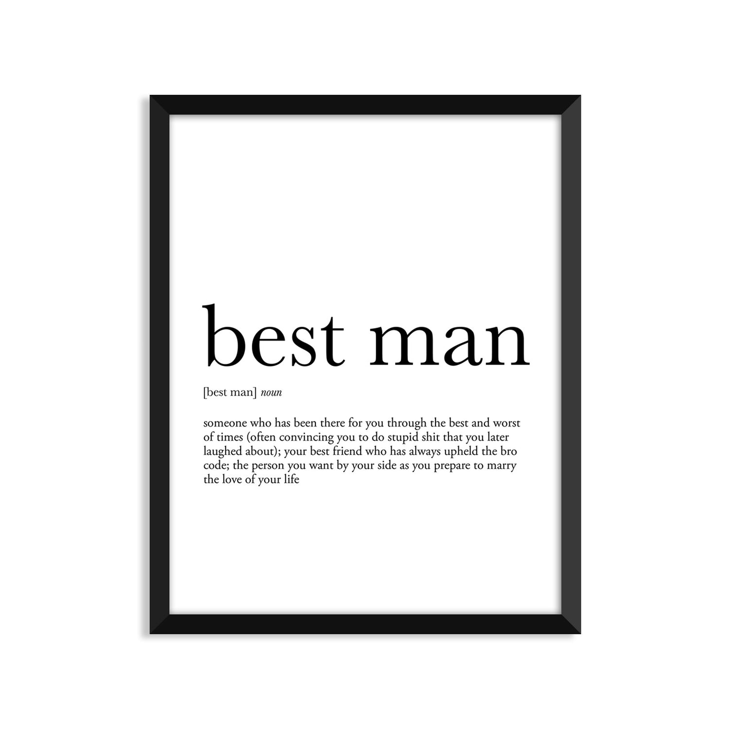 Best Man Definition - Unframed Art Print Or Greeting Card