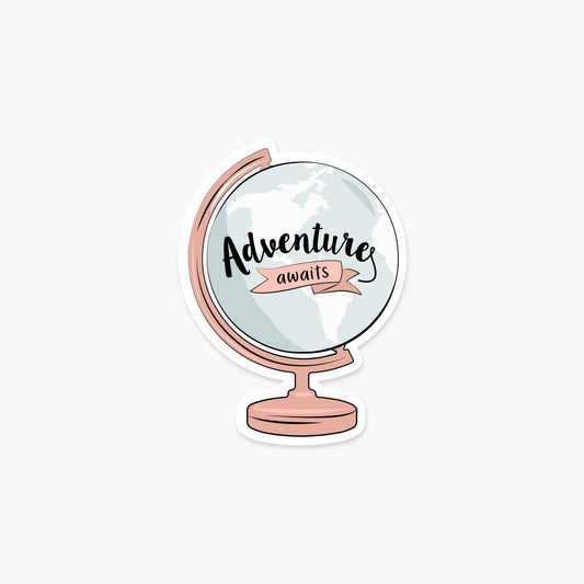 Adventure Awaits Globe Sticker - Footnotes Paper