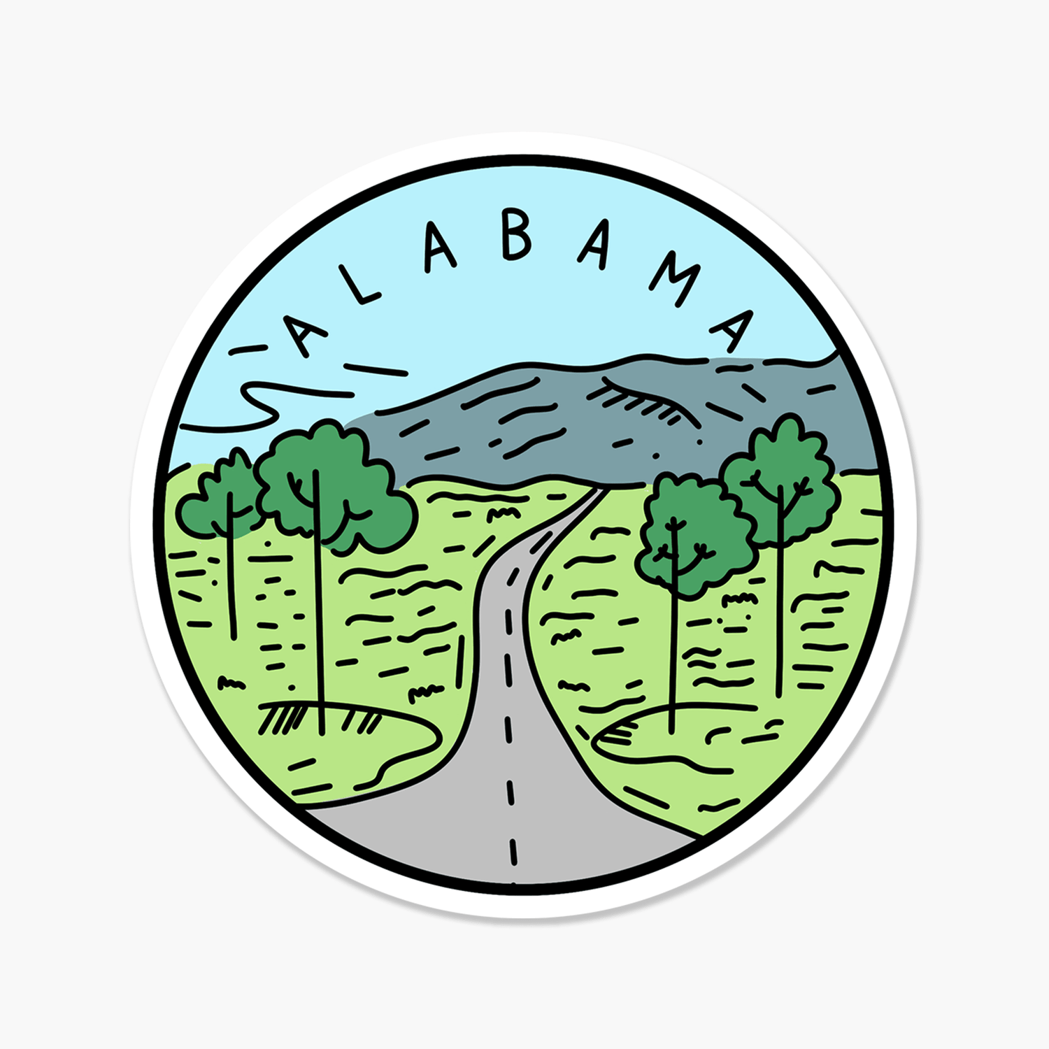 Alabama Illustrated US State 3 x 3 in - Travel Sticker - Footnotes Paper