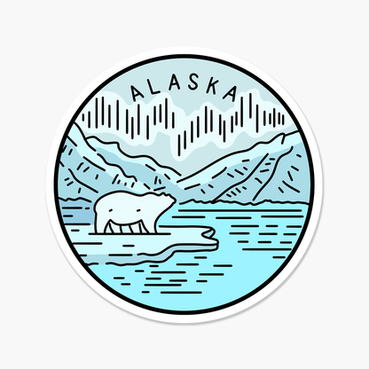 Alaska Illustrated US State 3 x 3 in - Travel Sticker - Footnotes Paper