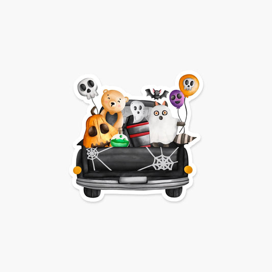 Animals Trick or Treating 3.5 x 3.3 in - Halloween Sticker - Footnotes Paper