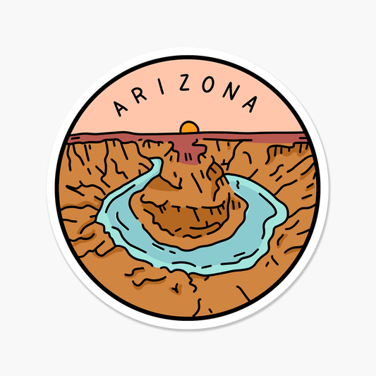 Arizona Illustrated US State 3 x 3 in - Travel Sticker - Footnotes Paper