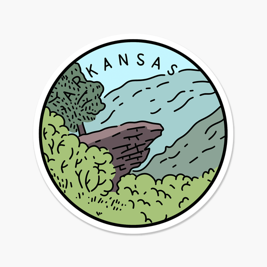 Arkansas Illustrated US State 3 x 3 in - Travel Sticker - Footnotes Paper