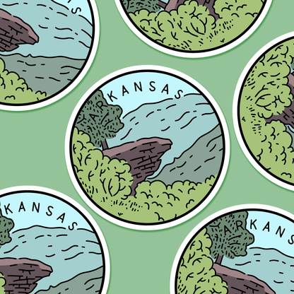 Arkansas Illustrated US State 3 x 3 in - Travel Sticker - Footnotes Paper