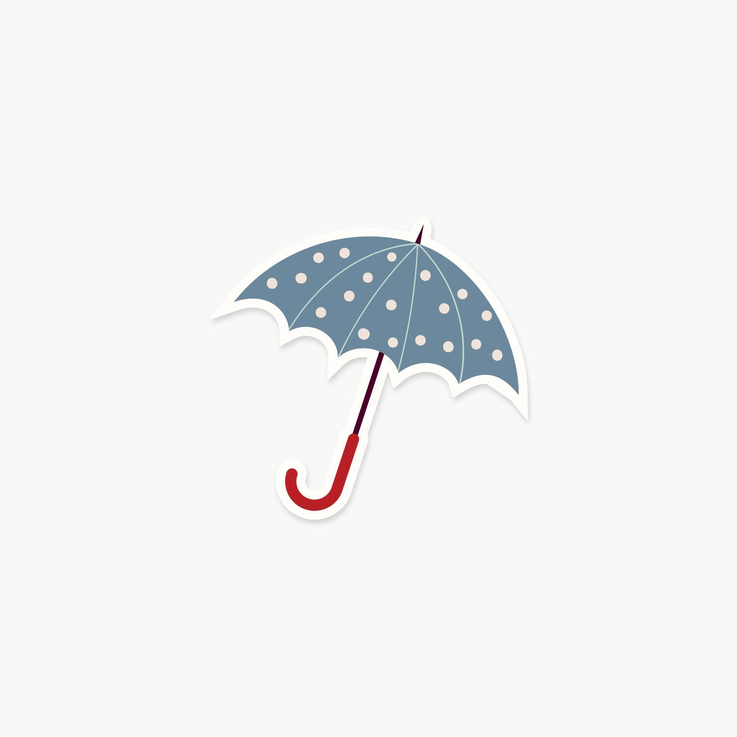 Blue Dotted Umbrella 3 x 2.8 in - Fall & Autumn Sticker - Footnotes Paper