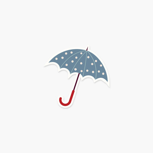 Blue Dotted Umbrella 3 x 2.8 in - Fall & Autumn Sticker - Footnotes Paper
