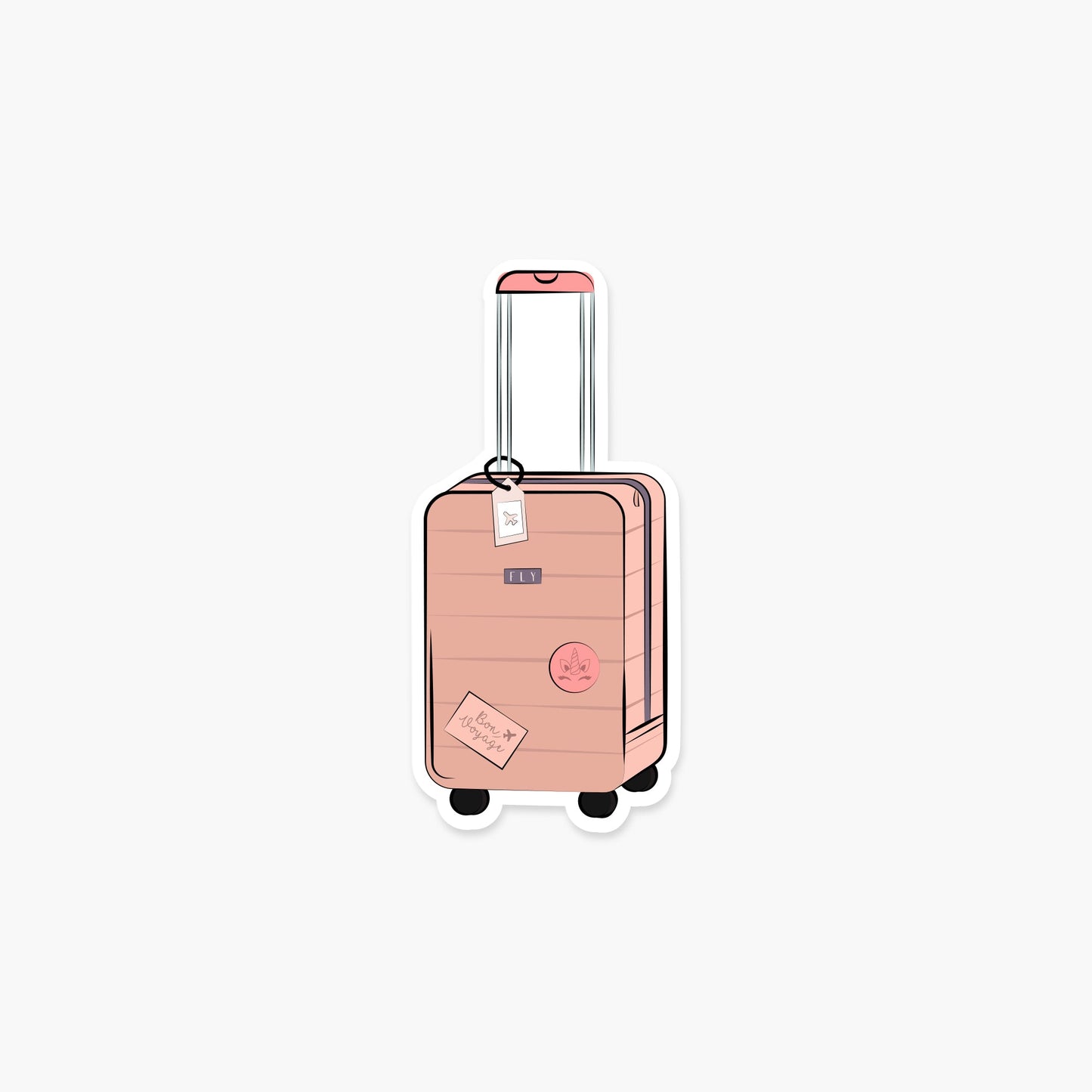 Blush Pink Suitcase Carryon Sticker - Footnotes Paper