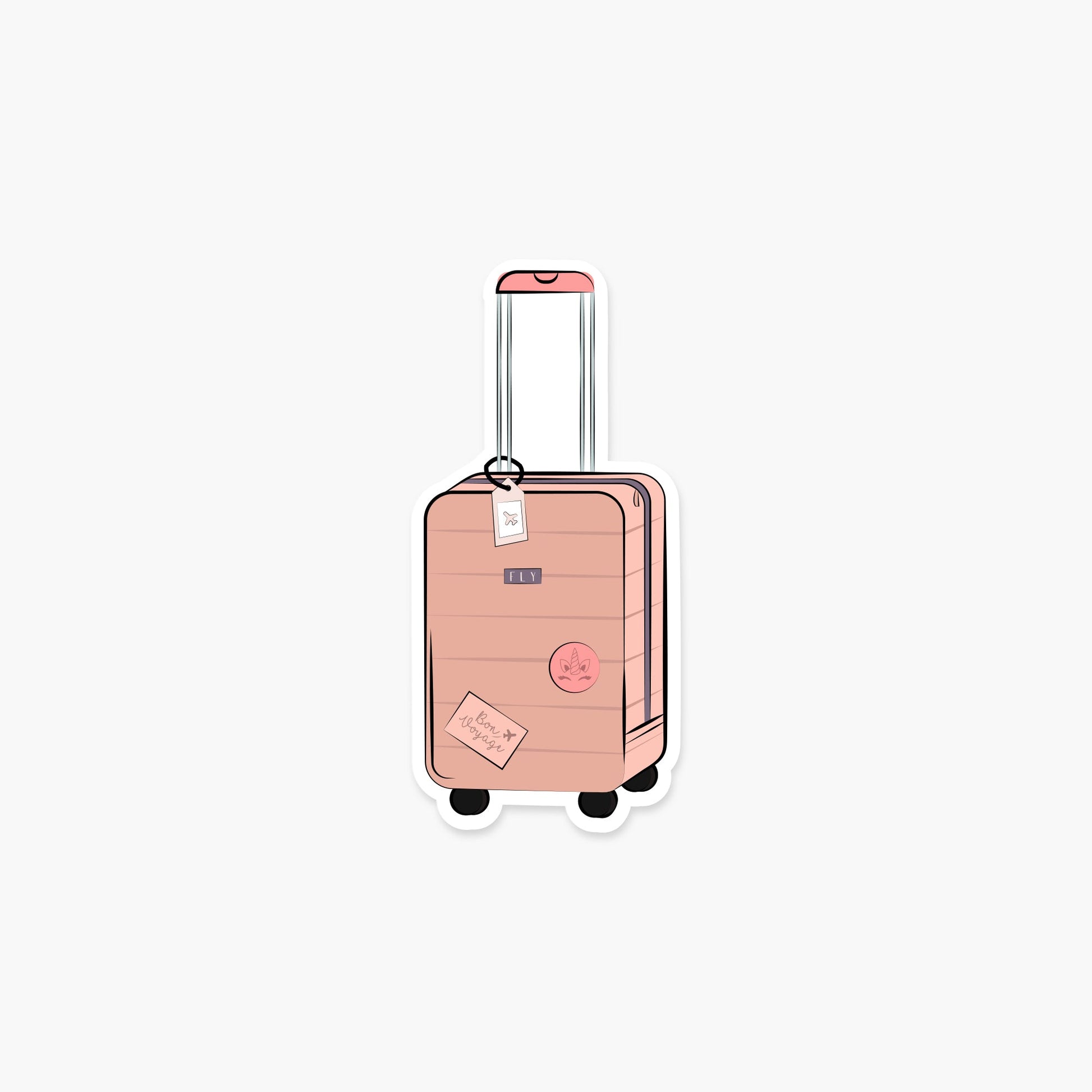 Blush Pink Suitcase Carryon Sticker - Footnotes Paper