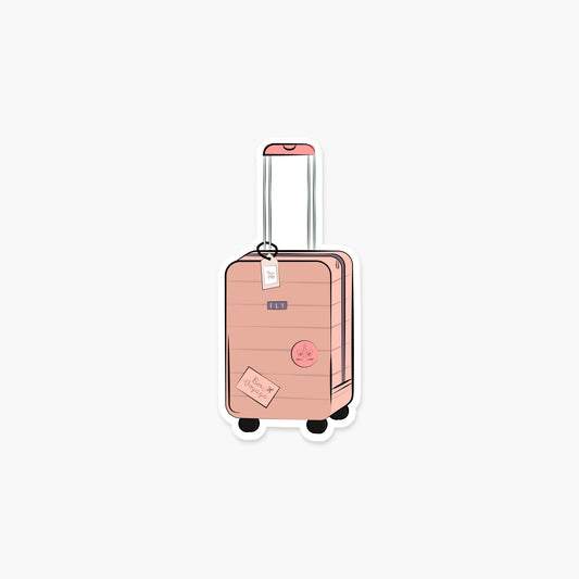 Blush Pink Suitcase Carryon Sticker - Footnotes Paper