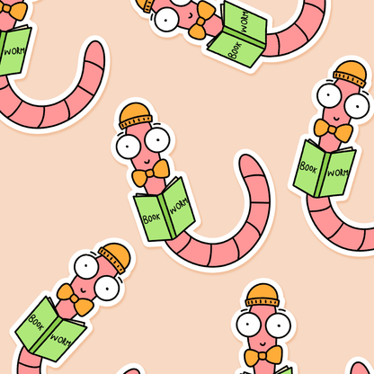 Book Worm - Bookish Sticker - Footnotes Paper