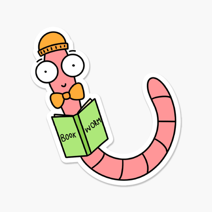 Book Worm - Bookish Sticker - Footnotes Paper