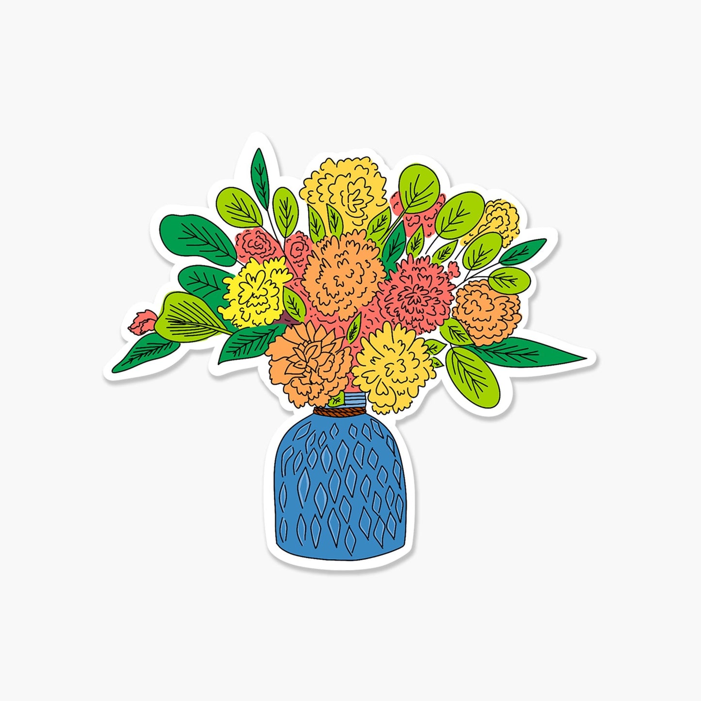 Bouquet of Wildflowers Flowers in Blue Vase - Wildflower Sticker - Footnotes Paper