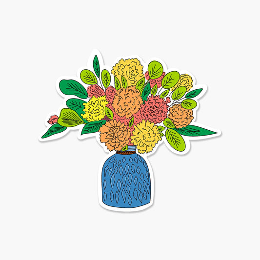 Bouquet of Wildflowers Flowers in Blue Vase - Wildflower Sticker - Footnotes Paper