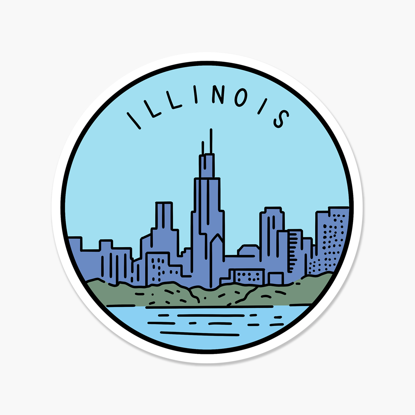 Illinois Illustrated US State Travel Sticker | Footnotes Paper