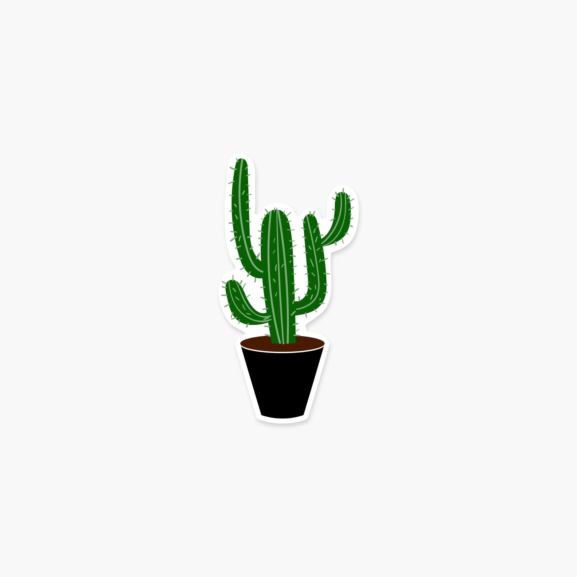 Cactus in a black pot 1.5 x 3.5 in - Plant Sticker - Footnotes Paper