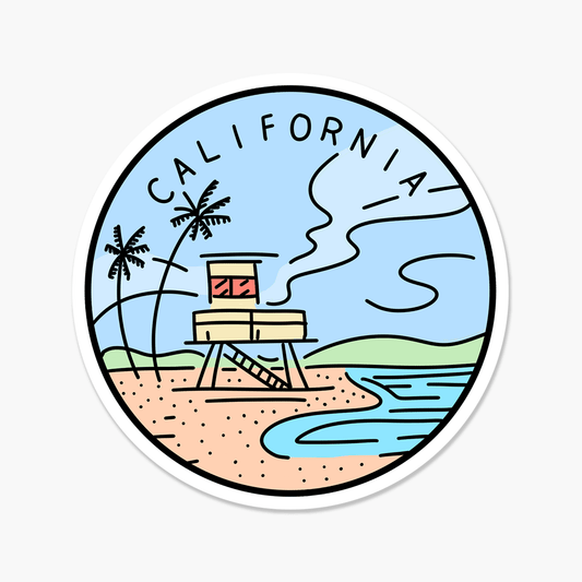California Illustrated US State 3 x 3 in - Travel Sticker - Footnotes Paper