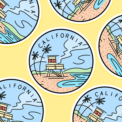 California Illustrated US State 3 x 3 in - Travel Sticker - Footnotes Paper