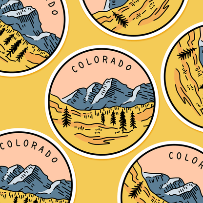 Colorado Illustrated US State 3 x 3 in - Travel Sticker - Footnotes Paper