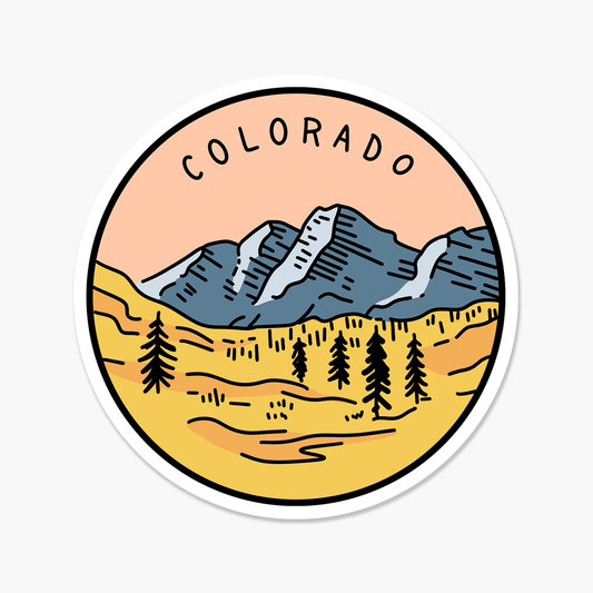 Colorado Illustrated US State 3 x 3 in - Travel Sticker - Footnotes Paper
