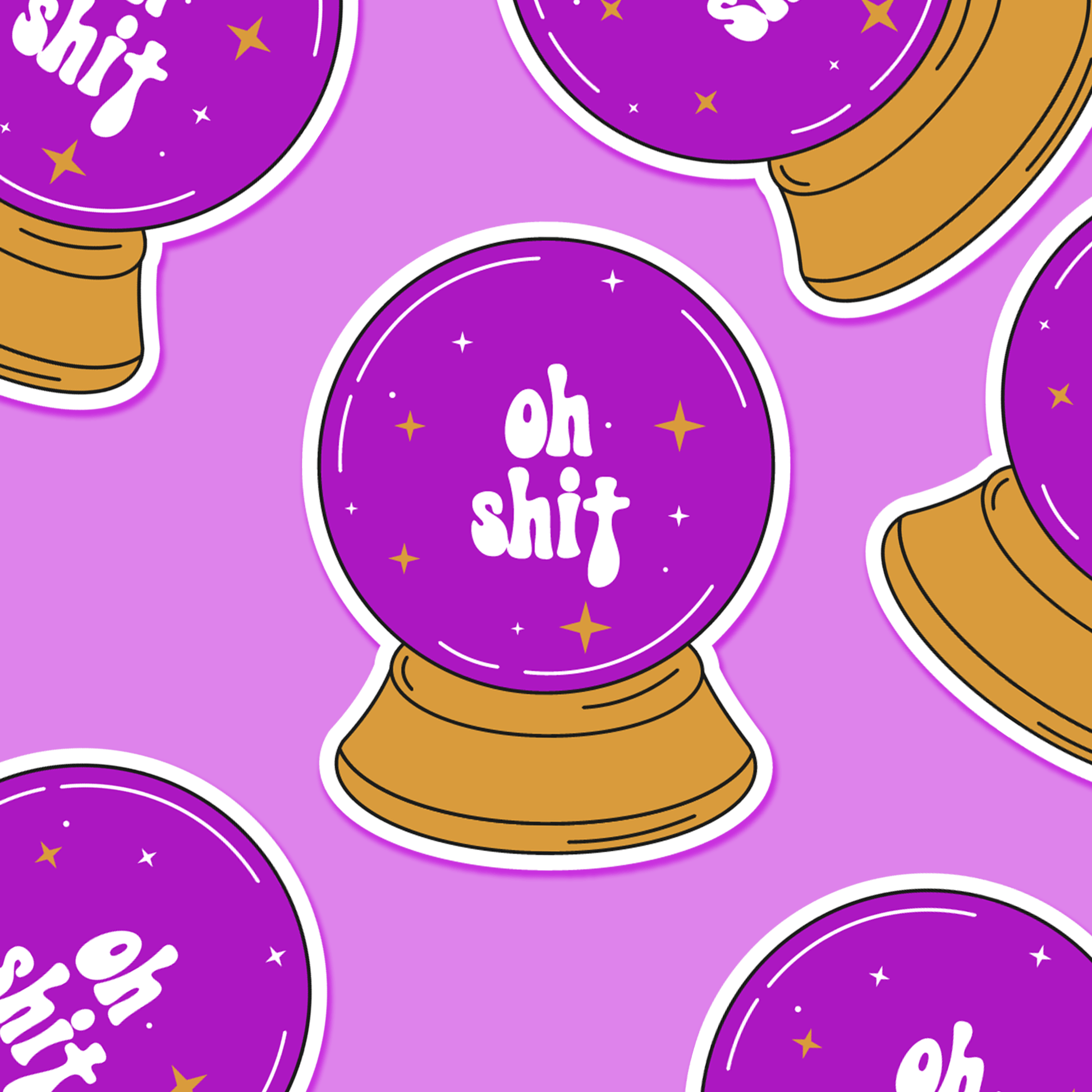 Crystal Ball Oh Shit - Everyday Sticker - Footnotes Paper