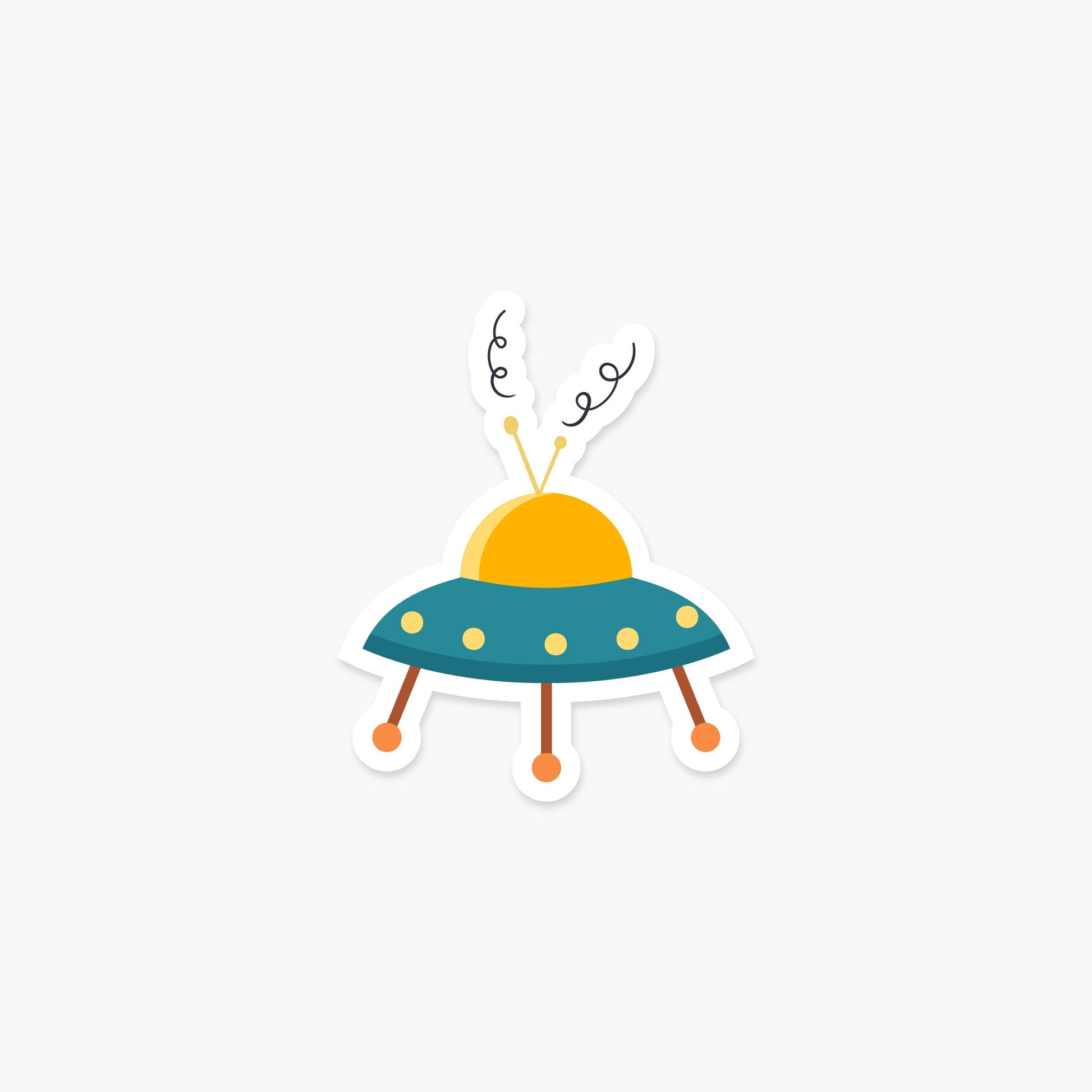 Cute Spaceship 2.65 x 3.25 in - Space Sticker - Footnotes Paper