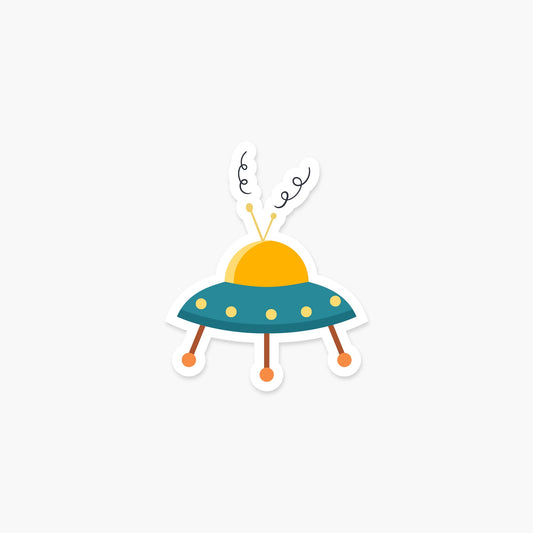 Cute Spaceship 2.65 x 3.25 in - Space Sticker - Footnotes Paper