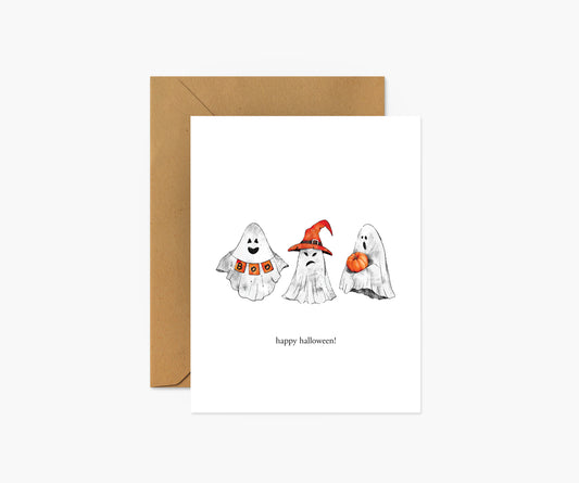 Three Ghosts Happy Halloween Halloween Card | Footnotes Paper