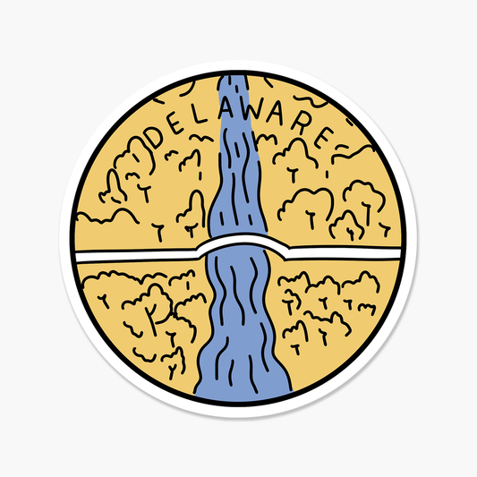 Delaware Illustrated US State 3 x 3 in - Travel Sticker - Footnotes Paper